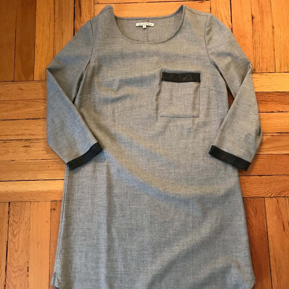 Broadway& Broome MADEWELL Leather Trim Gray Dress